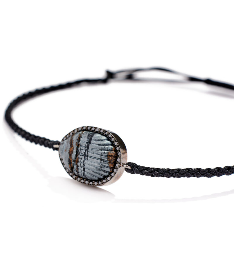 Small Andrea macrame diamond men's bracelet - Image 2