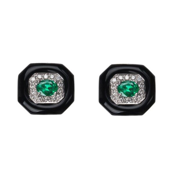 Emerald & Enamel set earrings