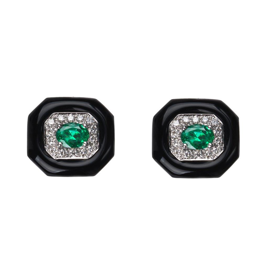 Emerald & Enamel set earrings
