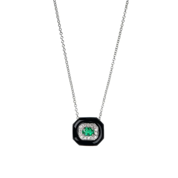 Enamel & Emerald necklace small