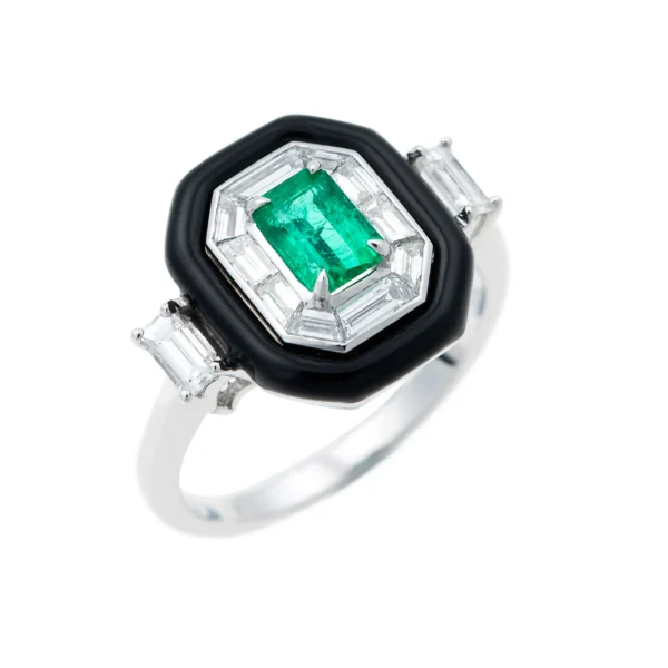 Enamel and Emerald ring