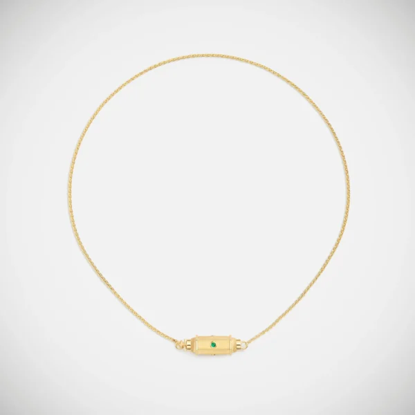 Micro coco emerald locket necklace